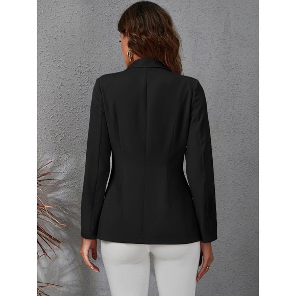 Lapel Collar Double Breasted Gold Button Blazer jacket black - Picture 2 of 12